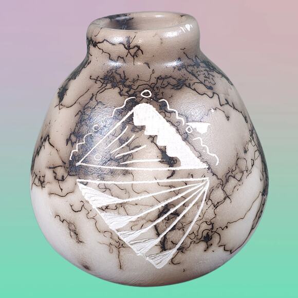 Native American Vase with Traditional Symbols - Handcrafted Navajo Artist V. Sam - Picture 4 of 10